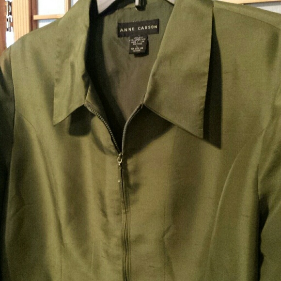 Silk Anne Carson Green Blazer sz Large - Picture 3 of 7